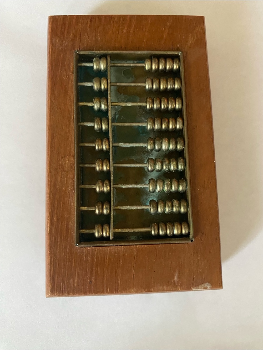 Vintage Miniature Brass/Wood Abacus Hong Kong